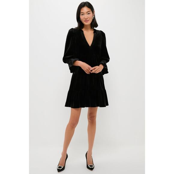 POMANDER PLACE Black Velvet Kenzo Dress Size L NWT Retail $98 Tuckernuck - Picture 4 of 7